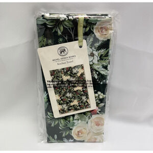 Michel Design Works Kitchen Towel Winter Garden Floral Cotton Green Holiday
